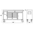 C45PRO MWS/X 7 fiókos szerszámkocsi beépített hulladéktartóval