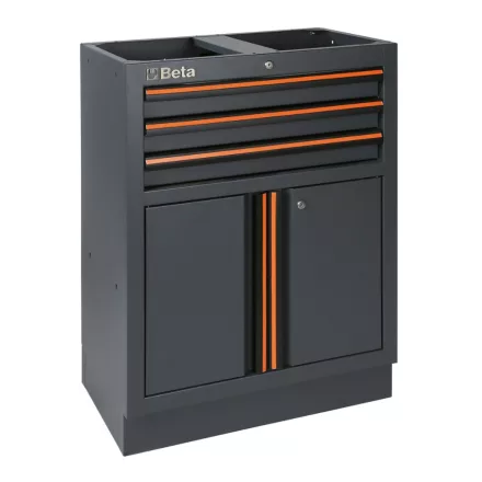 C45PRO M3A 3 fiókos, 2 ajtós rögzített modul a C45PRO műhelyberendezés összeállításhoz