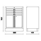 C45PRO M3A 3 fiókos, 2 ajtós rögzített modul a C45PRO műhelyberendezés összeállításhoz