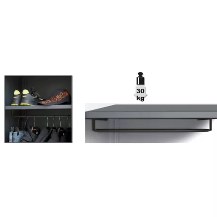 C45PRO A1/RB600 Polc a C45PRO AS1 szerszámszekrényhez, ruhatartó sínnel