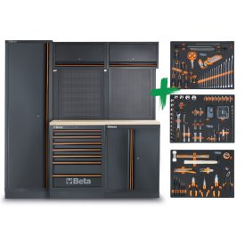   C45PRO 2.0 B7W műhelybútor-kombináció 196 Beta Worker univerzális szerszámból álló választékkal