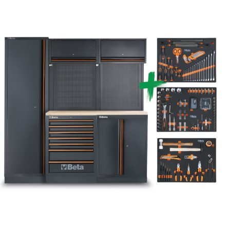 C45PRO 2.0 B7W műhelybútor-kombináció 196 Beta Worker univerzális szerszámból álló választékkal