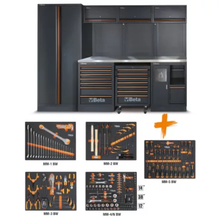C45PRO 2.0 X/268UT C45PRO 2.0 X műhelyberendezés összeállítás 268 darabos Beta Worker szerszámkészlettel