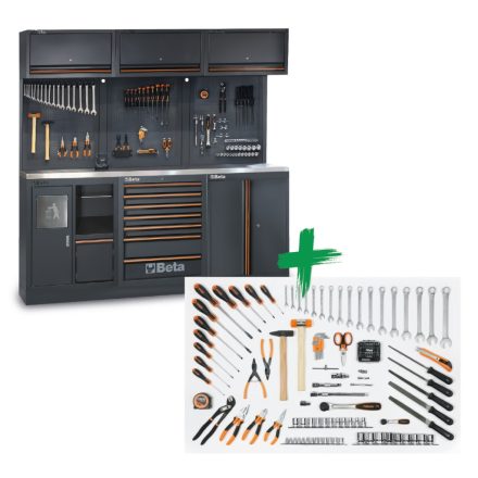 Műhelyszerelvény-kombináció C45PRO 2.0 AX 157 Beta Worker univerzális szerszámból álló választékkal