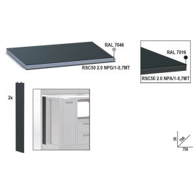   RSC50 2.0 NPG/1-0,7MT Fémlemez munkalap, 0,75 m széles, munkapadhoz, az RSC50 2.0 műhelyberendezés összeállításhoz