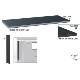   RSC50 2.0 NPA/2-1,5MT Fémlemez munkalap, 1,5 m széles, munkapadhoz, az RSC50 2.0 műhelyberendezés összeállításhoz