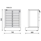 RSC50 M10 10 fiókos, rögzített modul az RSC50 műhelyberendezés összeállításhoz