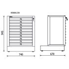 RSC50 2.0 M10 10 fiókos rögzített modul az RSC50 2.0 műhelyberendezés összeállításhoz