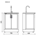 RSC50 ML Rögzített modul beépített mosdóval az RSC50 műhelyberendezés összeállításhoz