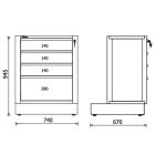 RSC50 2.0 M4 4 fiókos rögzített modul az RSC50 2.0 műhelyberendezés összeállításhoz
