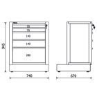 RSC50 2.0 M5 5 fiókos rögzített modul az RSC50 2.0 műhelyberendezés összeállításhoz
