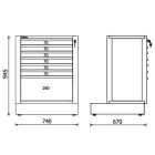 RSC50 2.0 M7 7 fiókos rögzített modul az RSC50 2.0 műhelyberendezés összeállításhoz