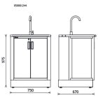 RSC50 2.0 ML Rögzített modul beépített mosdóval az RSC50 2.0 műhelyberendezés összeállításhoz