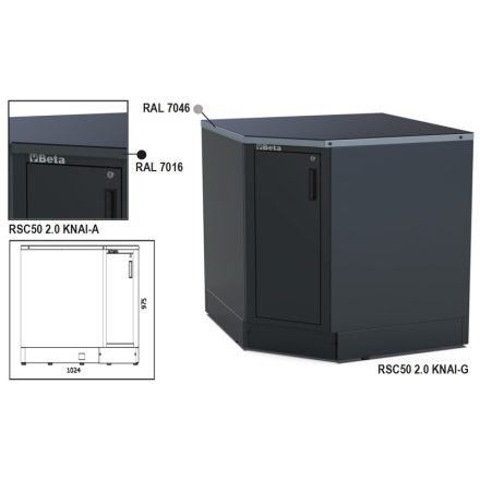RSC50 2.0 KNAI-G Alsó sarok modul az RSC50 2.0 műhelyberendezés összeállításhoz