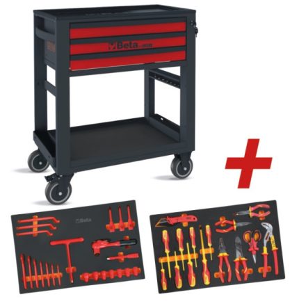 5100 RSC51-MQ38 3 fiókos szerszámkocsi és 38 darabos szerszámkészlet hibrid és elektromos gépjárművek javításához és karbantartásához