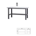 C58BC-X1,6 Egyszerű rozsdamentes acéllal fedett MDF munkalapos munkapad, 1,6 m széles