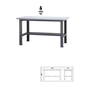   C58BC-X1,6 Egyszerű rozsdamentes acéllal fedett MDF munkalapos munkapad, 1,6 m széles