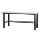 C58BC-X2,1 Egyszerű rozsdamentes acéllal fedett MDF munkalapos munkapad, 2,1 m széles