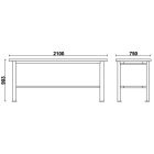 C58BC-X2,1 Egyszerű rozsdamentes acéllal fedett MDF munkalapos munkapad, 2,1 m széles