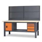 C58BC-W2,1 4CA/O+SVR Munkapad, 2,1 m hosszú, fából készült asztallappal, 4 fiókkal és ajtómodullal