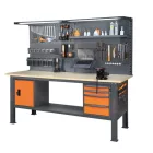 C58BC-W2,1 4CA/O+SVR Munkapad, 2,1 m hosszú, fából készült asztallappal, 4 fiókkal és ajtómodullal