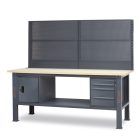 C58BC-W2,1 4CA/A+SVR Munkapad, 2,1 m hosszú, fapaddal, 4 fiókkal és ajtós modullal