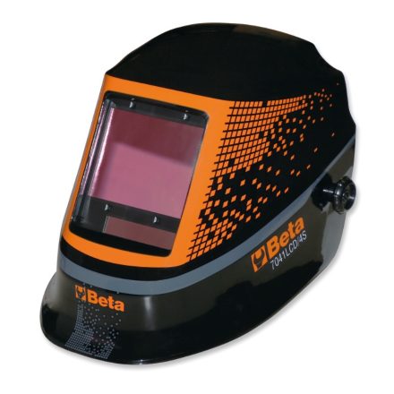7041LCD/4S LCD hegesztőpajzs automatikus sötétedéssel, ívhegesztéshez; MIG/MAG, TIG és plazmahegesztéshez. 4 érzékelő TRUE COLOR szűrő szolár cellák és lítium akkumulátorok biztosítják az LCD filter áramellátását és hosszú élettartamát