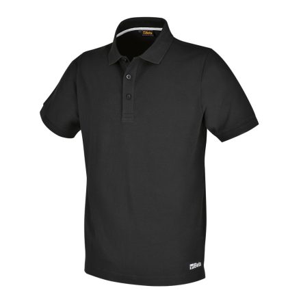 7552N XXL Három gombos pólóing, piqué pamut, 200 g/m2, fekete