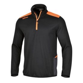   7563N XS Rácsos mikropolár pulóver rövid cipzárral, fekete