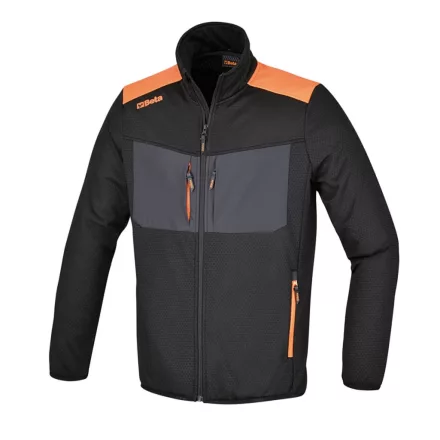 7564N XL Szellőző elasztikus polárdzseki, sokzsebes, fekete