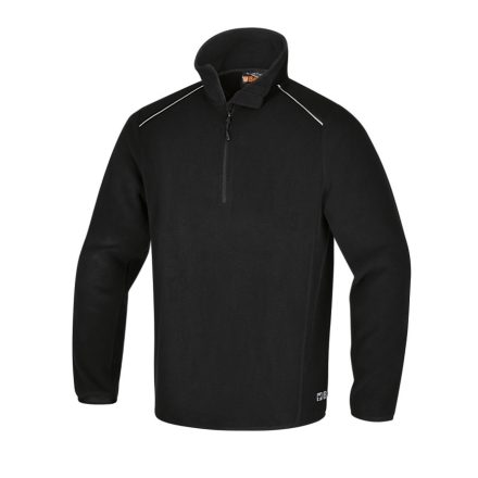 7636N/S Mikropolár pulóver rövid cipzárral, 180 g/m2fekete, fényvisszaverő részekkel