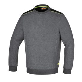   7642G/XL Kerek nyakú, hosszú ujjú felső, 240 g/m2,60% pamut, 40% poliészter,melange szürke – fekete betétekkel