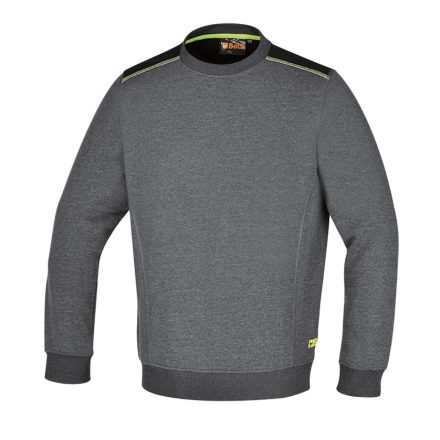 7642G/XXL Kerek nyakú, hosszú ujjú felső, 240 g/m2,60% pamut, 40% poliészter,melange szürke – fekete betétekkel