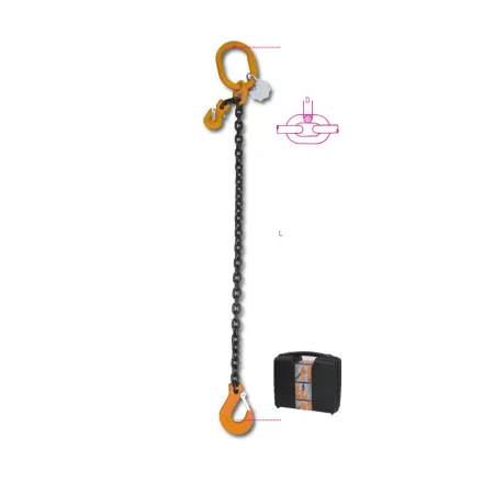8096 D16-3 rögzítő emelőheveder közelítő horgokkal 1 karos lánc, táskában