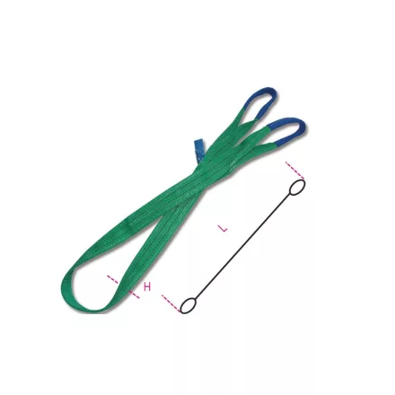 8153 1,5-T2 2 t zöld emelőheveder kétrétegű, lapos szalag, erősített karikákkal, nagy ellenállású polieszter (PES)