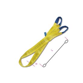   8156 2,5-T3 3 t sárga emelőheveder kétrétegű, lapos szalag, erősített karikákkal, nagy ellenállású polieszter (PES)