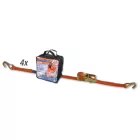 8181 6/B4 4 darab 8181 racsnis rögzítőheveder táskában, 6 m nagy szakítószilárdságú poliészter szalag, egyhorgos