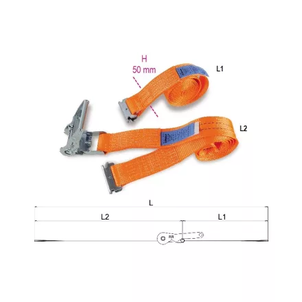 8182E racsnis rögzítő rendszer furgonokba és teherautókba, terheléshatár 1.000 kg nagy szakítósziládságú poliészter heveder (PES)