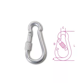 8274G 10X100 Karabiner horog anyával AISI 316