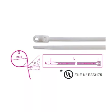 BMBH1125   Gyűrűs műanyag kábelkötegelő szalag, natúr