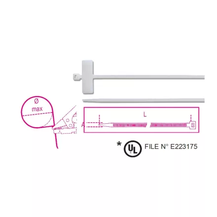 BMBT22025   Keresztben feliratozható kábelkötegelő szalag, 25x8mm, natúr