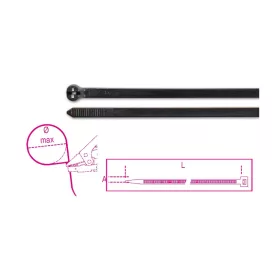   BMNL3776   Acélfogas műanyag kábelkötegelő szalag, fekete, UV-álló