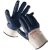 RUFF Kötött pamutkelméből varrt, nitrilbe félig mártott kék munkavédelmi kesztyű merev mandzsettával.