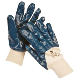   ATER Nitrilbe félig mártott varrott pamut munkavédewlmi kesztyű, csúszásgátolt tenyérrész, rugalmas mandzsetta