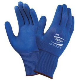   HYFLEX 11-818 Ansell FORTIX tenyéren mártott nitril munkavédelmi kesztyű, nylon-spandex alap, kötött mandzsettával. Hossza 20-25 cm