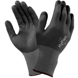   HYFLEX 11-840 Ansell FORTIX tenyéren mártott nitril munkavédelmi kesztyű, nylon-spandex alap, kötött mandzsettával. Hossza 20-28 cm