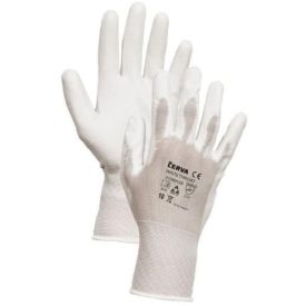   WHITETHROAT Szupervékony, légáteresztő kötött nylon munkavédelmi kesztyű PU mártással. Rugalmas mandzsettával.