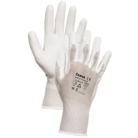 WHITETHROAT Szupervékony, légáteresztő kötött nylon munkavédelmi kesztyű PU mártással. Rugalmas mandzsettával.