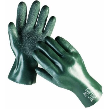 UNIVERSAL érdesített nitril/PVC-be mártott varrott pamut munkavédelmi kesztyű, 30cm