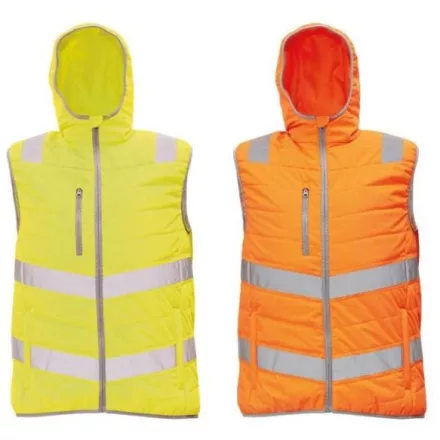 MONTROSE_HI-VIS bélelt mellény kapucnival, sok zsebbel